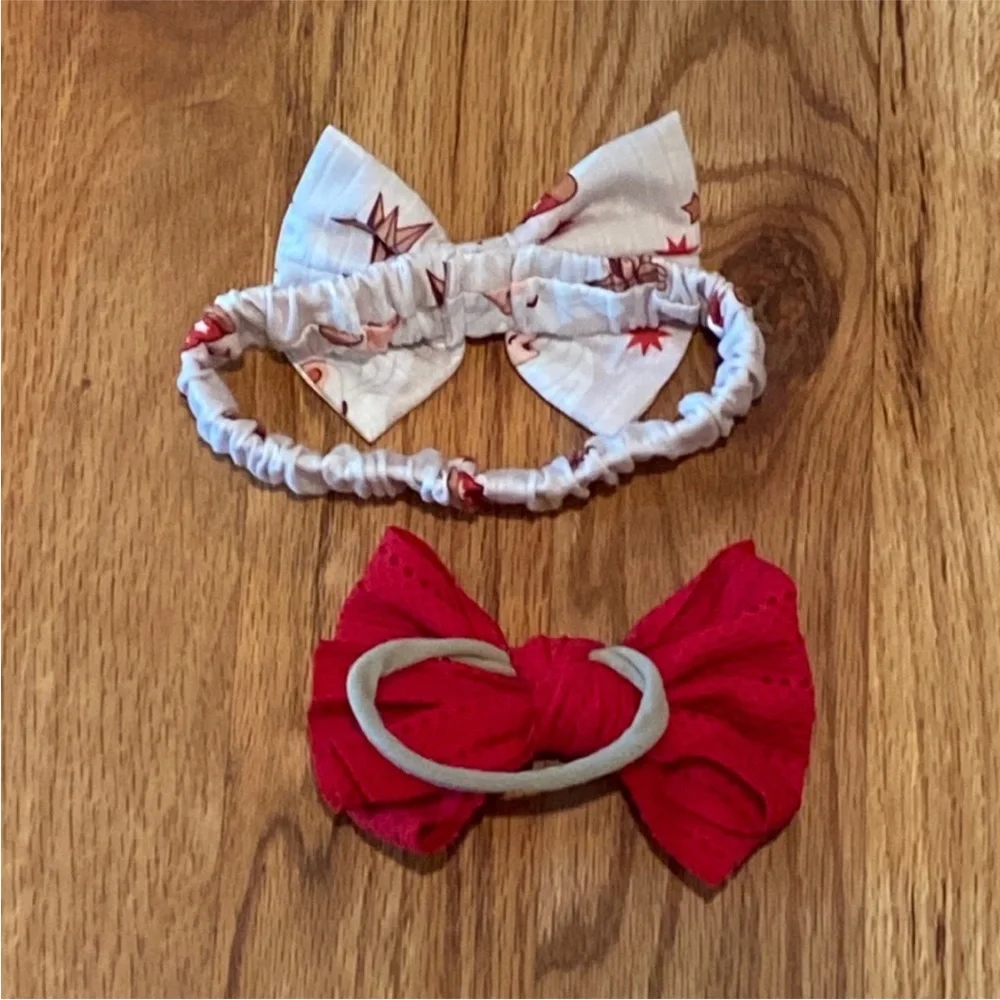 Christmas Holiday Theme Baby Headband Bows Baby Girl Set of 2